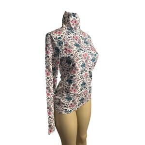 NWT Women S Peruvian Connection Snowdrop Glacier Flower T-Neck Turtleneck Top